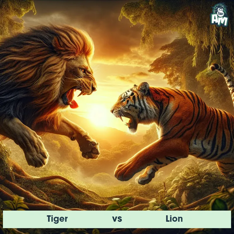 Tiger vs Lion, Screaming, Lion On The Offense - Animal Matchup