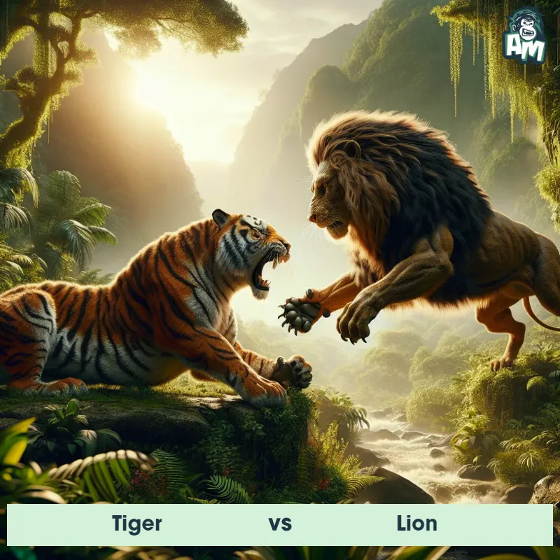 Tiger vs Lion, Wrestling, Tiger On The Offense - Animal Matchup