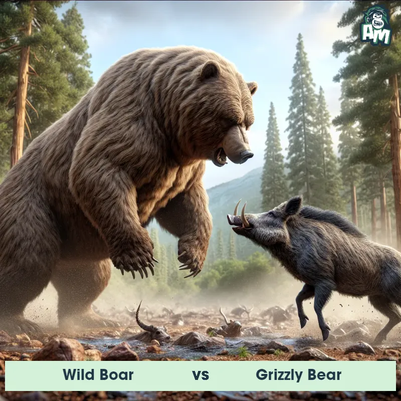 Wild Boar vs Grizzly Bear, Battle, Grizzly Bear On The Offense - Animal Matchup