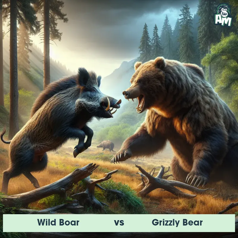 Wild Boar vs Grizzly Bear, Fight, Wild Boar On The Offense - Animal Matchup
