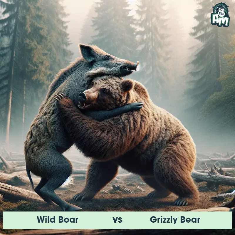 Wild Boar vs Grizzly Bear, Wrestling, Wild Boar On The Offense - Animal Matchup
