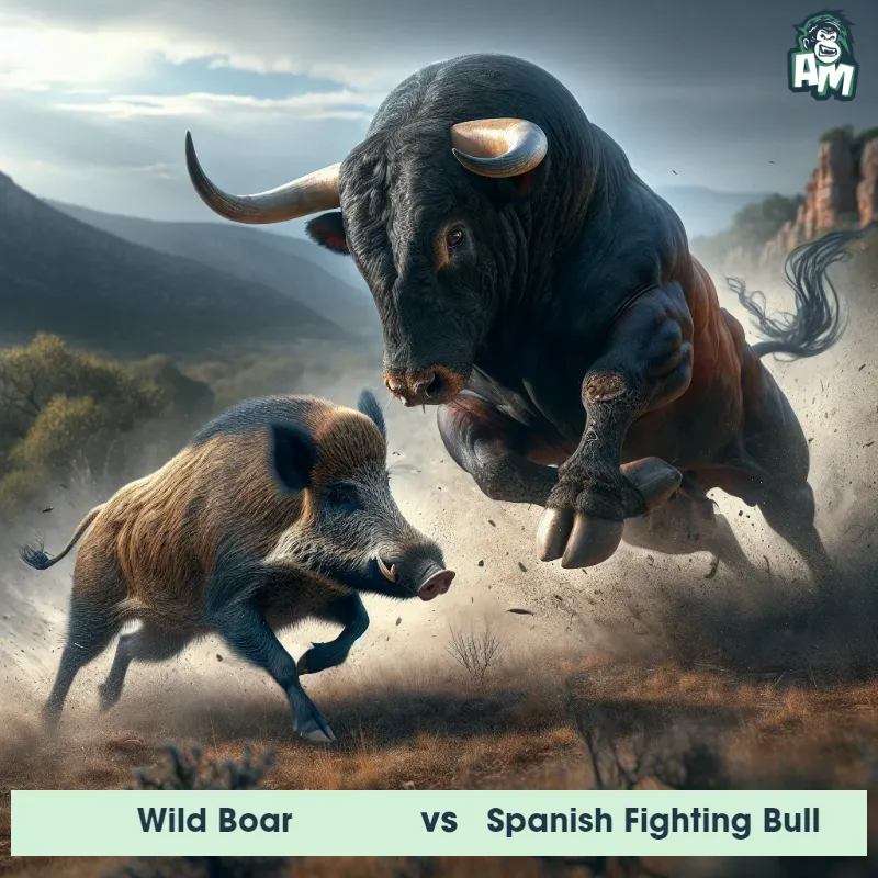 Wild Boar vs Spanish Fighting Bull, Chase, Spanish Fighting Bull On The Offense - Animal Matchup