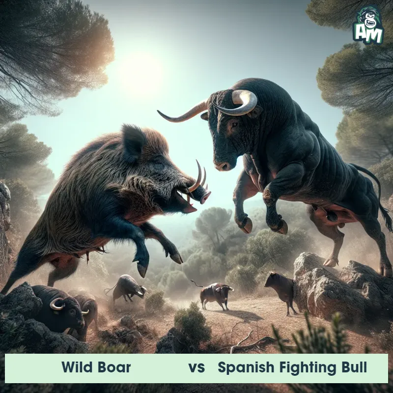 Wild Boar vs Spanish Fighting Bull, Fight, Wild Boar On The Offense - Animal Matchup