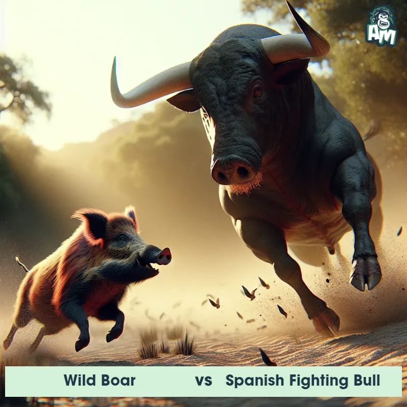 Wild Boar vs Spanish Fighting Bull, Screaming, Spanish Fighting Bull On The Offense - Animal Matchup