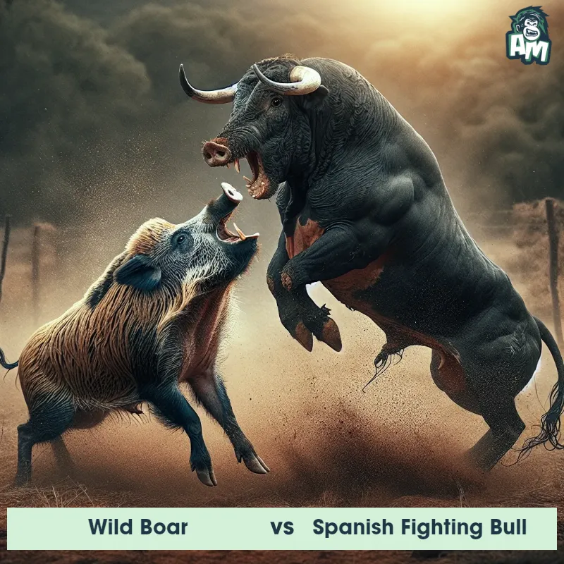 Wild Boar vs Spanish Fighting Bull, Screaming, Wild Boar On The Offense - Animal Matchup