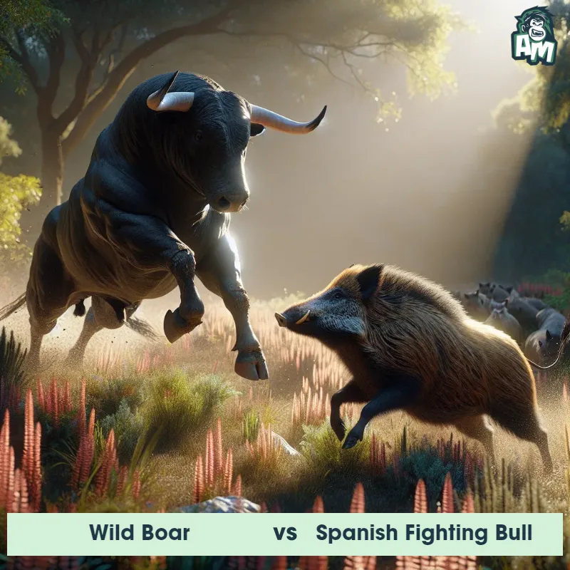 Wild Boar vs Spanish Fighting Bull, Wrestling, Spanish Fighting Bull On The Offense - Animal Matchup