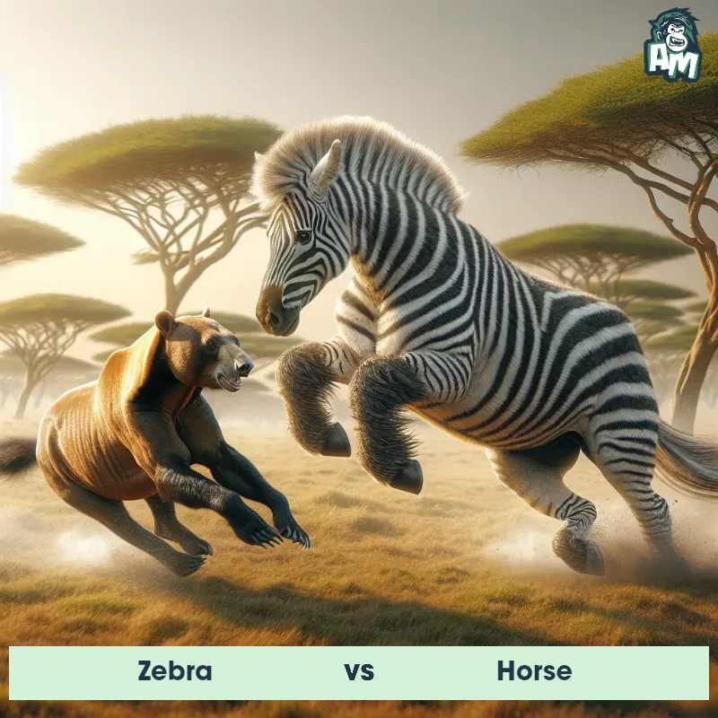 Zebra vs Horse, Chase, Zebra On The Offense - Animal Matchup