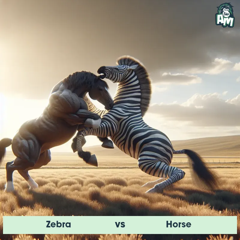 Zebra vs Horse, Wrestling, Horse On The Offense - Animal Matchup