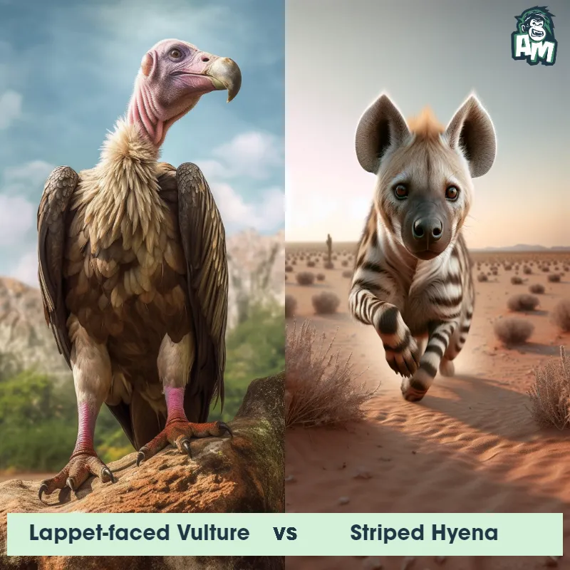 Lappet-faced Vulture vs Striped Hyena - Animal Matchup