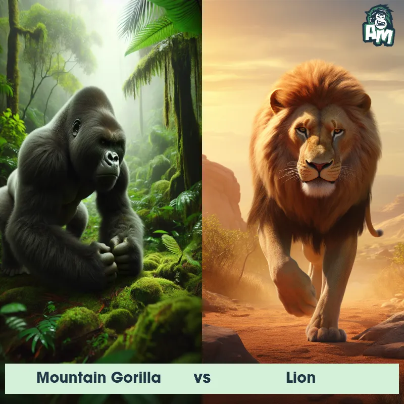 Mountain Gorilla vs Lion - Animal Matchup