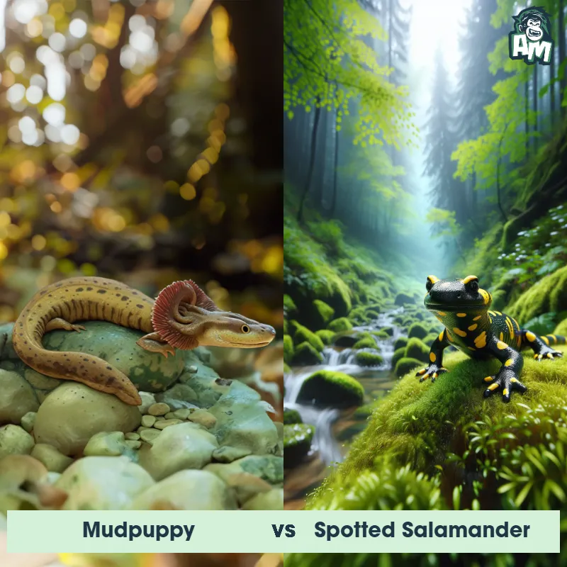 Mudpuppy vs Spotted Salamander - Animal Matchup