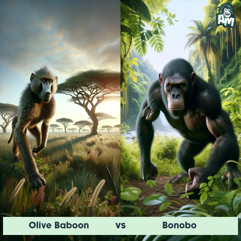 Olive Baboon vs Bonobo - Animal Matchup