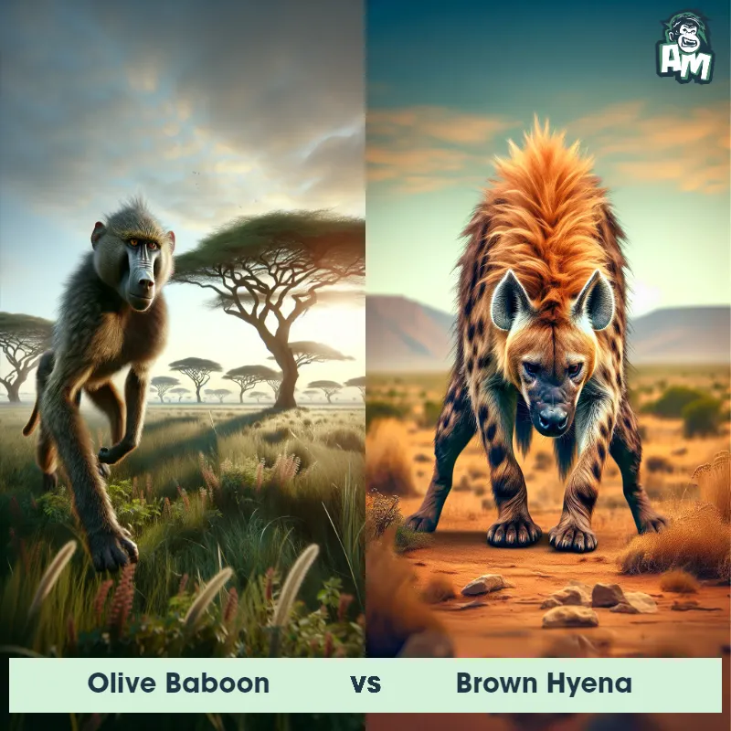 Olive Baboon vs Brown Hyena - Animal Matchup
