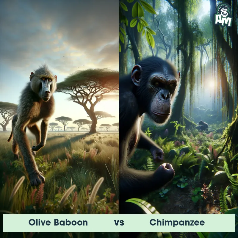 Olive Baboon vs Chimpanzee - Animal Matchup