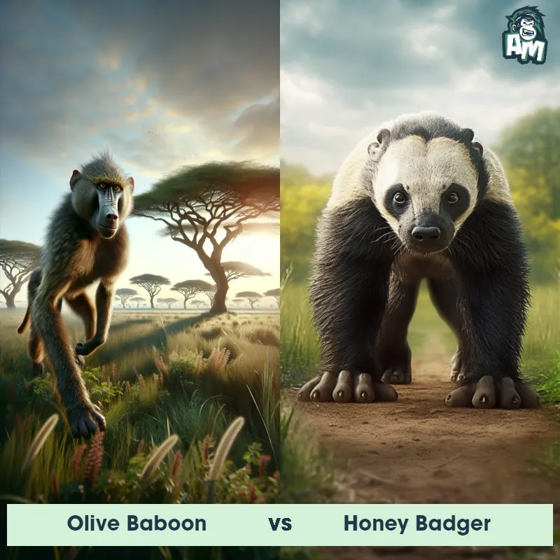 Olive Baboon vs Honey Badger - Animal Matchup