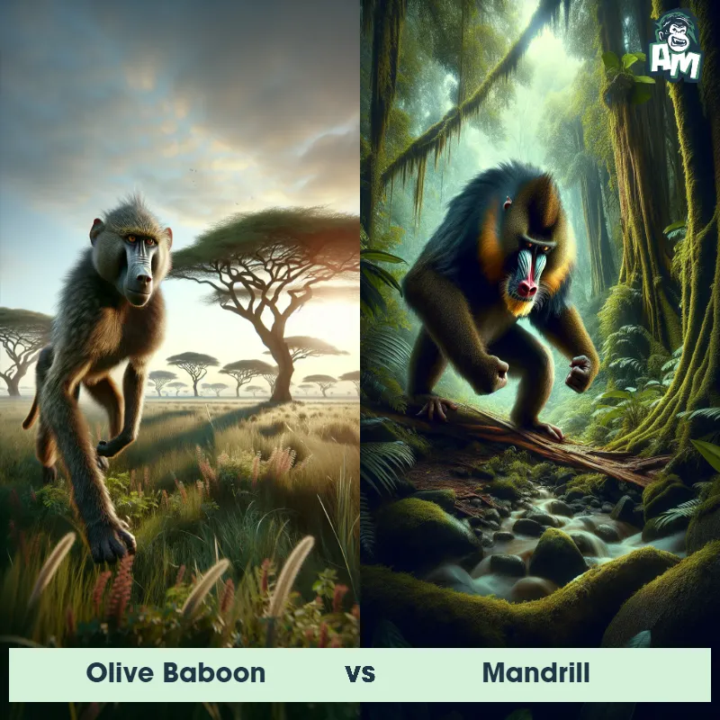 Olive Baboon vs Mandrill - Animal Matchup