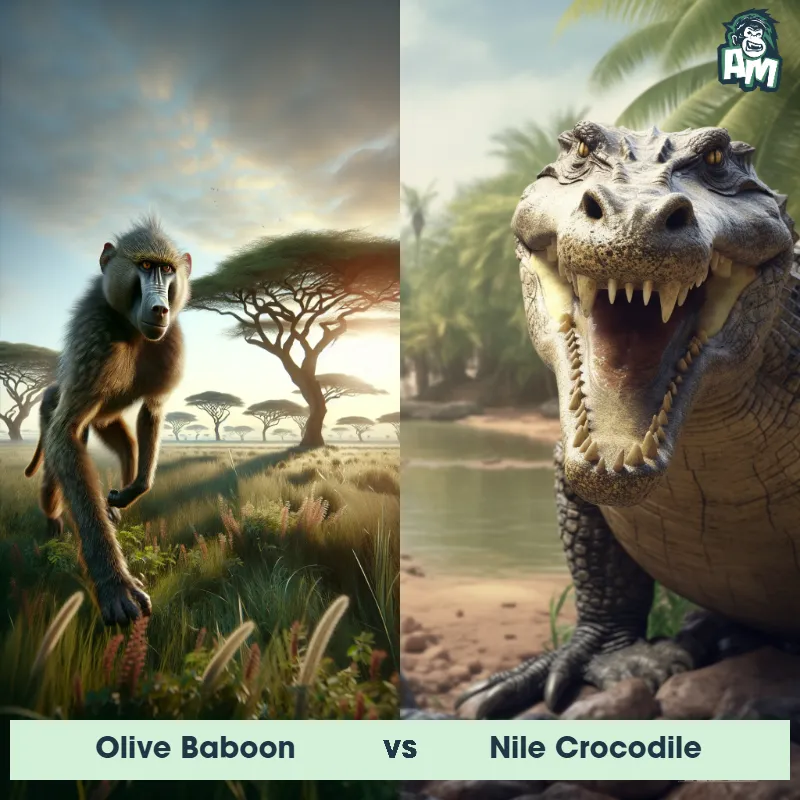 Olive Baboon vs Nile Crocodile - Animal Matchup