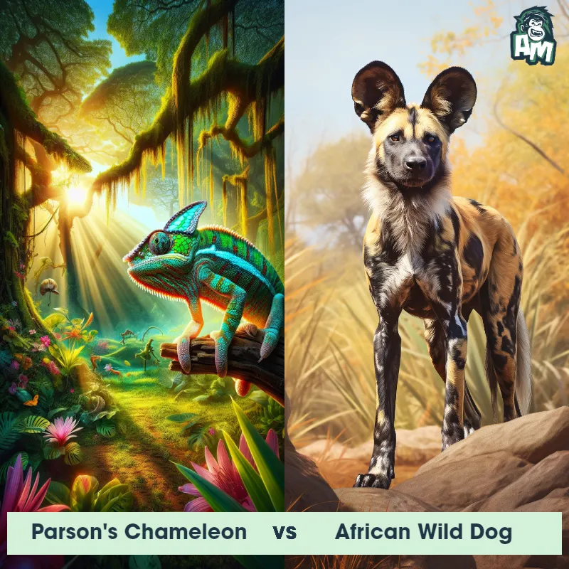 Parson's Chameleon vs African Wild Dog - Animal Matchup