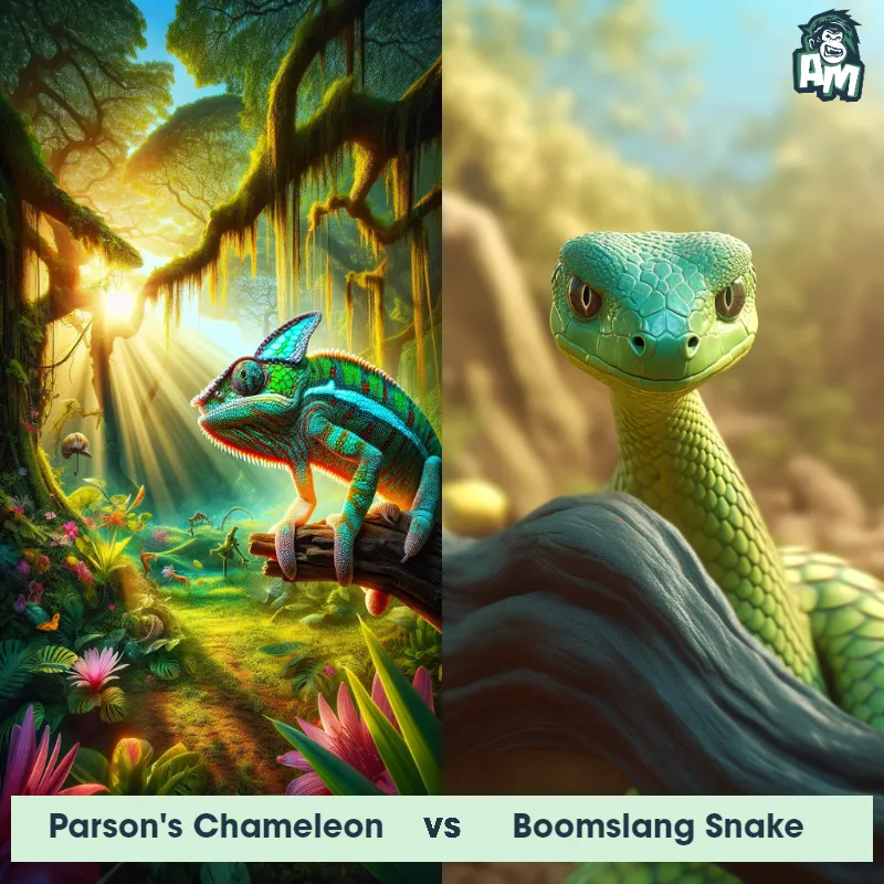 Parson's Chameleon vs Boomslang Snake - Animal Matchup