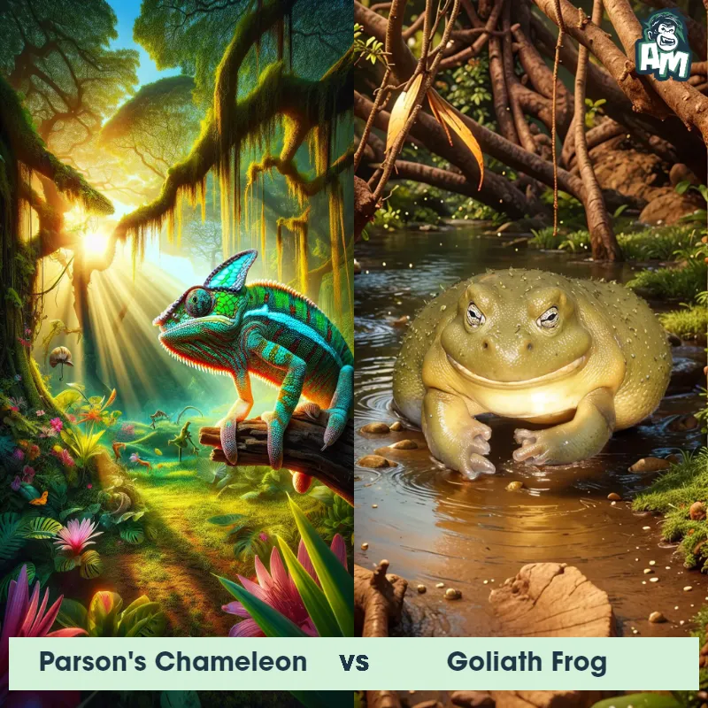 Parson's Chameleon vs Goliath Frog - Animal Matchup