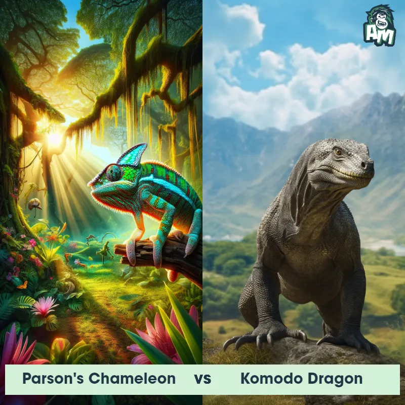 Parson's Chameleon vs Komodo Dragon - Animal Matchup
