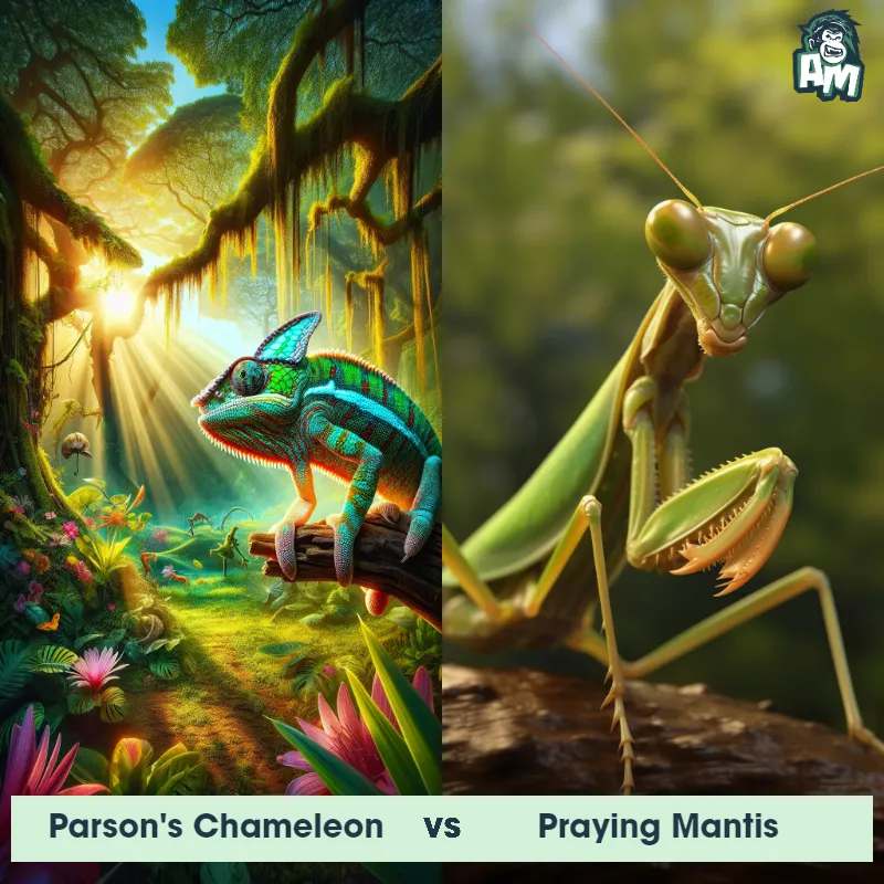 Parson's Chameleon vs Praying Mantis - Animal Matchup