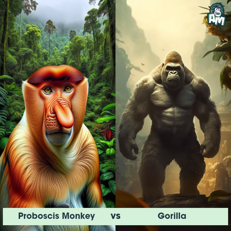 Proboscis Monkey vs Gorilla - Animal Matchup
