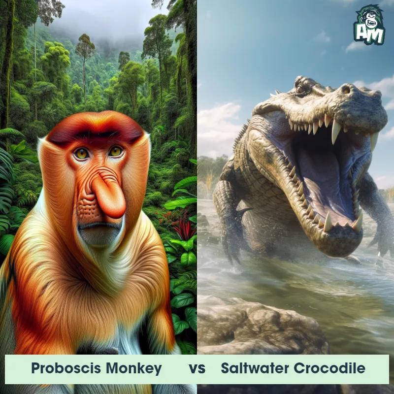 Proboscis Monkey vs Saltwater Crocodile - Animal Matchup