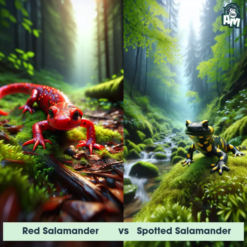 Red Salamander vs Spotted Salamander - Animal Matchup