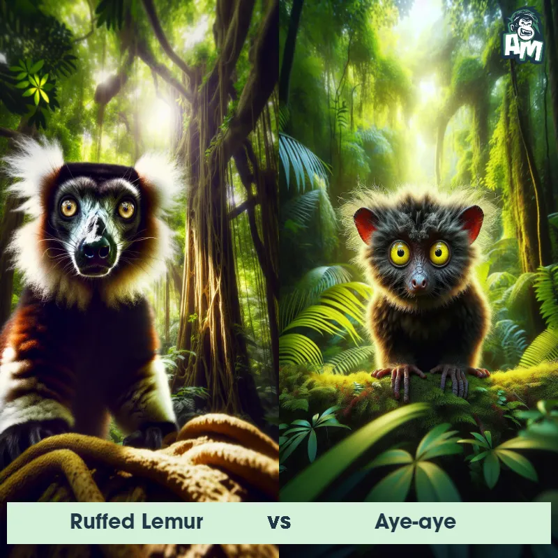 Ruffed Lemur vs Aye-aye - Animal Matchup