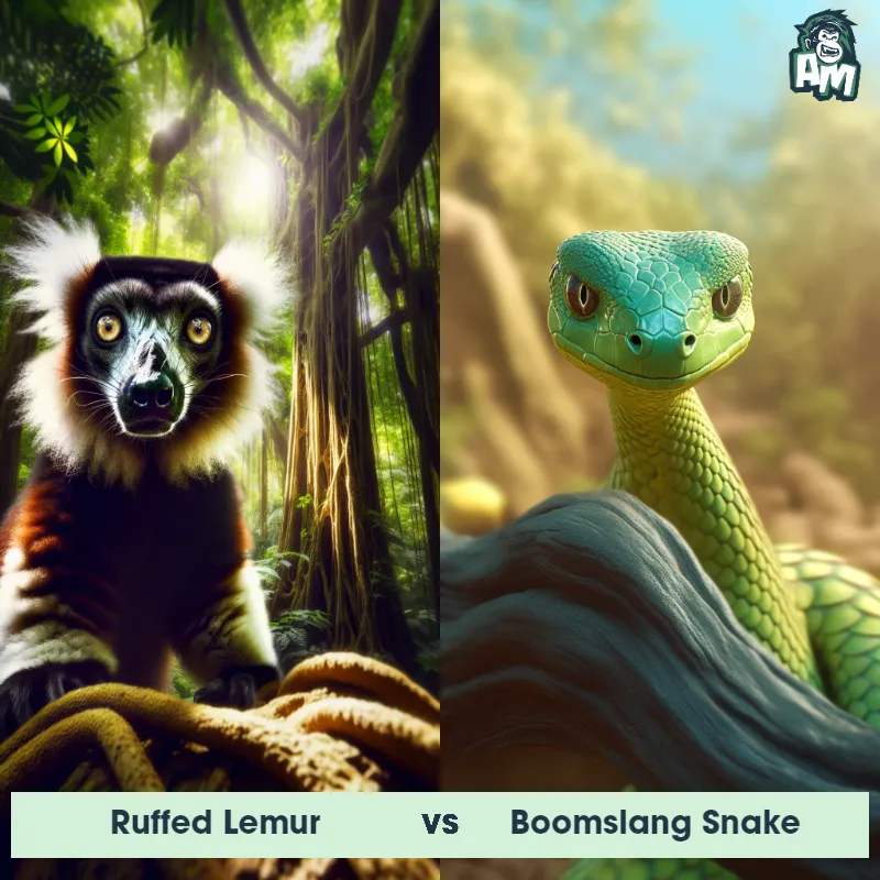 Ruffed Lemur vs Boomslang Snake - Animal Matchup
