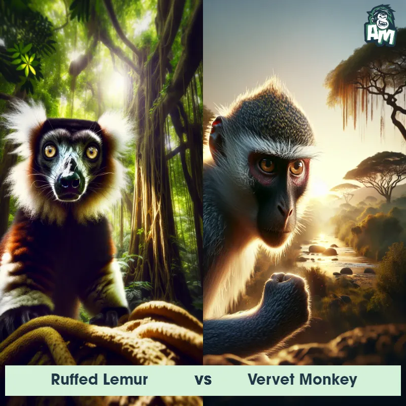 Ruffed Lemur vs Vervet Monkey - Animal Matchup