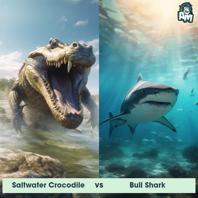 Saltwater Crocodile vs Bull Shark - Animal Matchup