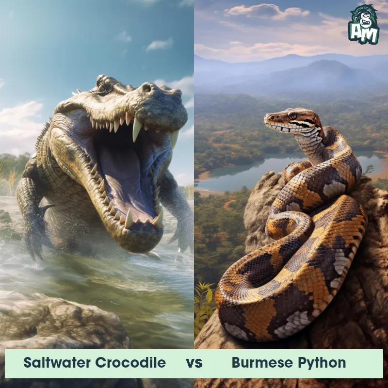 Saltwater Crocodile vs Burmese Python - Animal Matchup