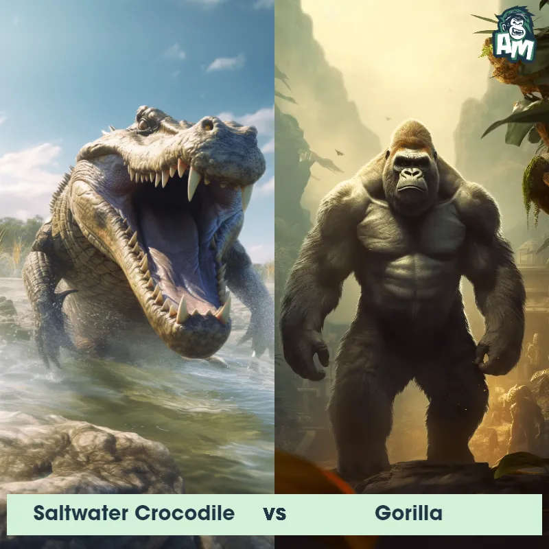 Saltwater Crocodile vs Gorilla - Animal Matchup