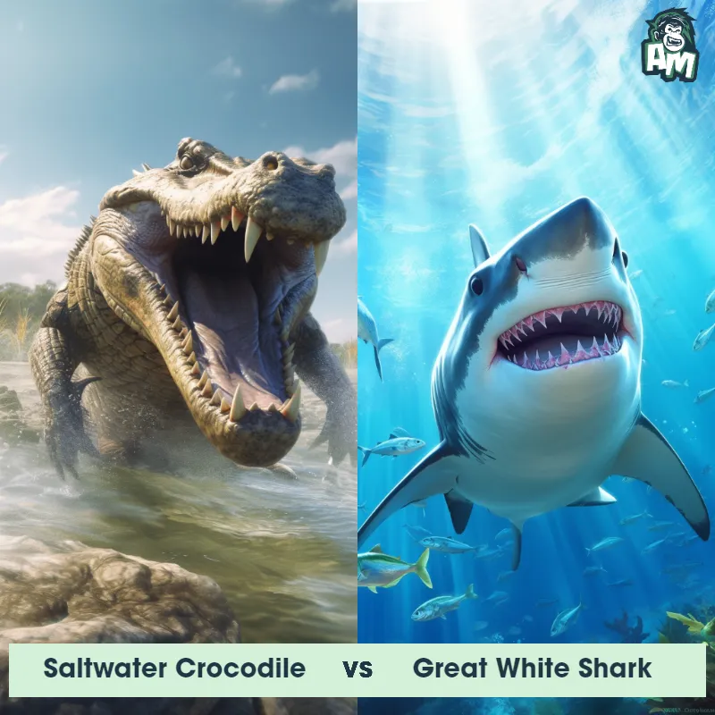 Saltwater Crocodile vs Great White Shark - Animal Matchup