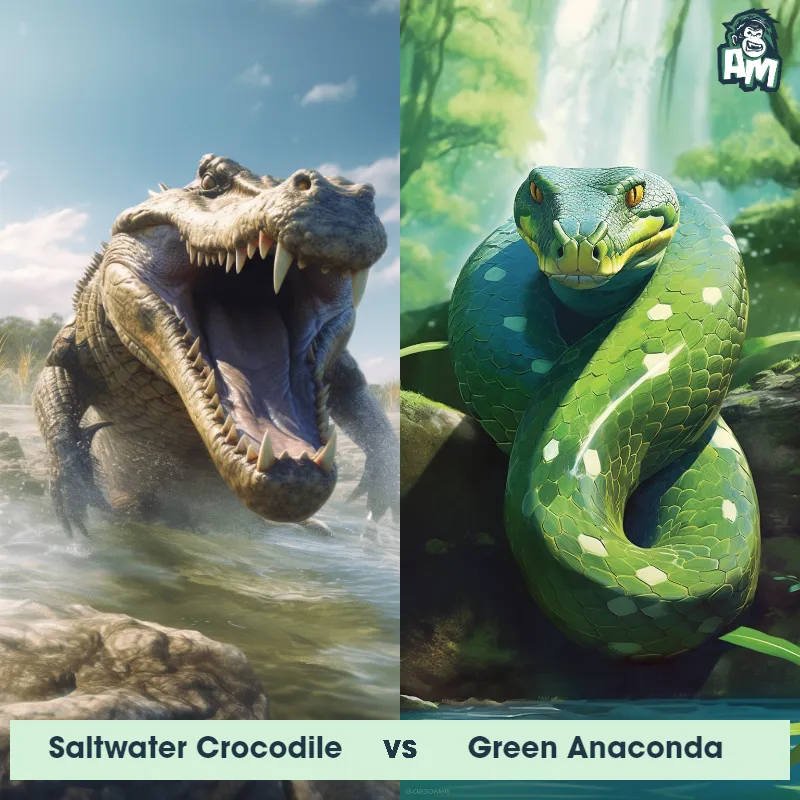 Saltwater Crocodile vs Green Anaconda - Animal Matchup