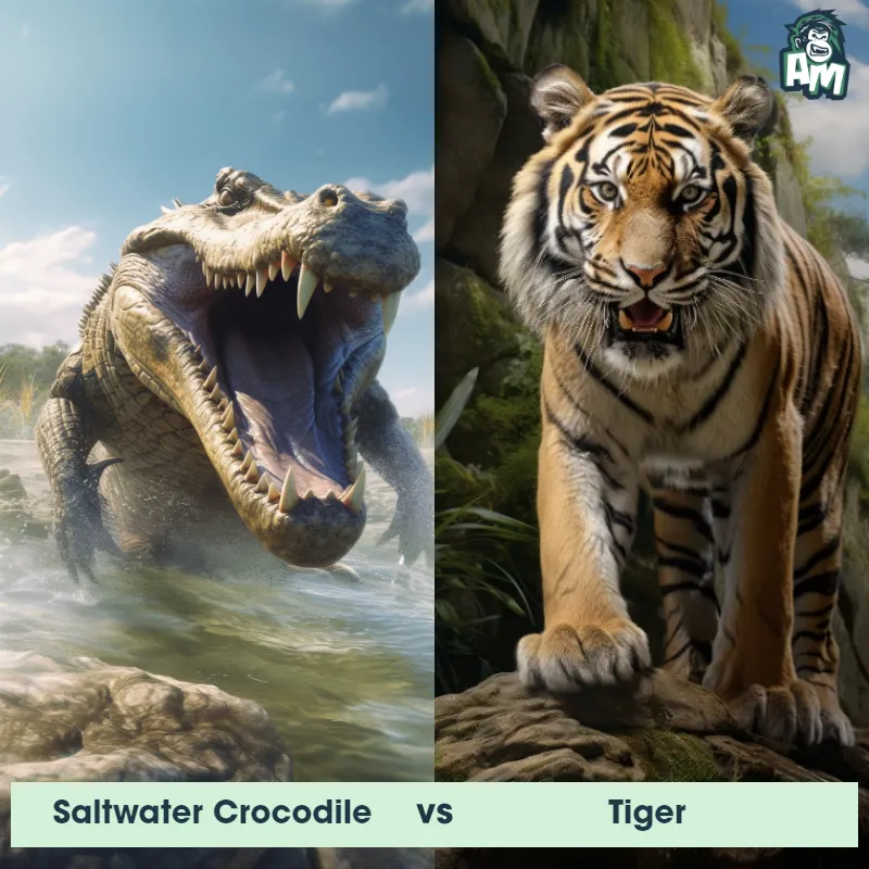 Saltwater Crocodile vs Tiger - Animal Matchup