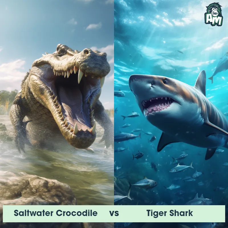Saltwater Crocodile vs Tiger Shark - Animal Matchup