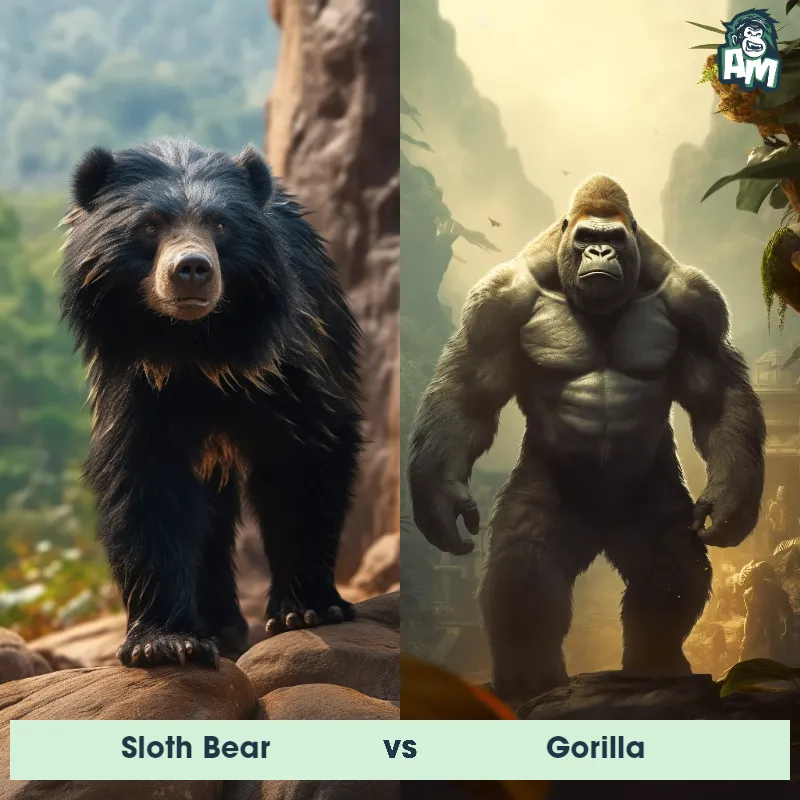 Sloth Bear vs Gorilla - Animal Matchup