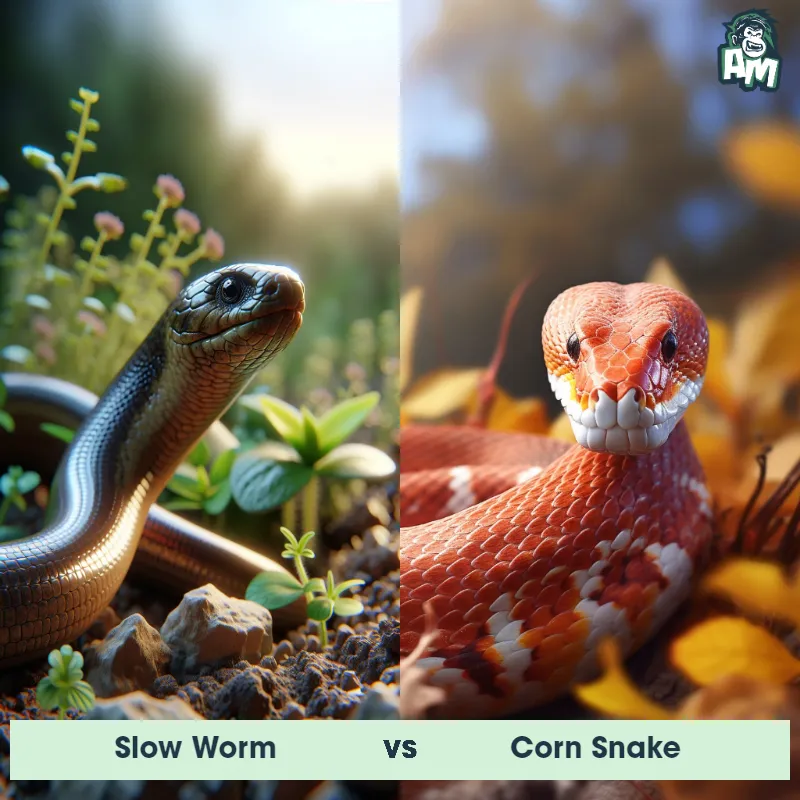 Slow Worm vs Corn Snake - Animal Matchup