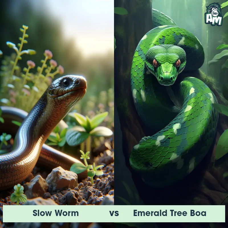 Slow Worm vs Emerald Tree Boa - Animal Matchup