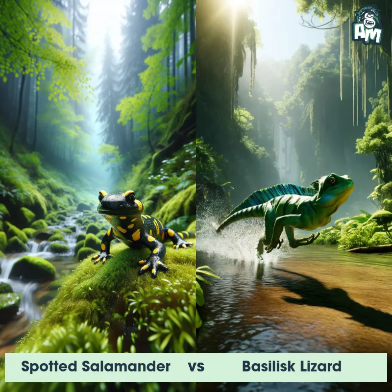 Spotted Salamander vs Basilisk Lizard - Animal Matchup