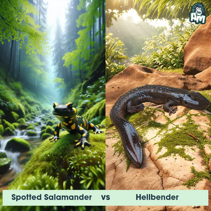 Spotted Salamander vs Hellbender - Animal Matchup