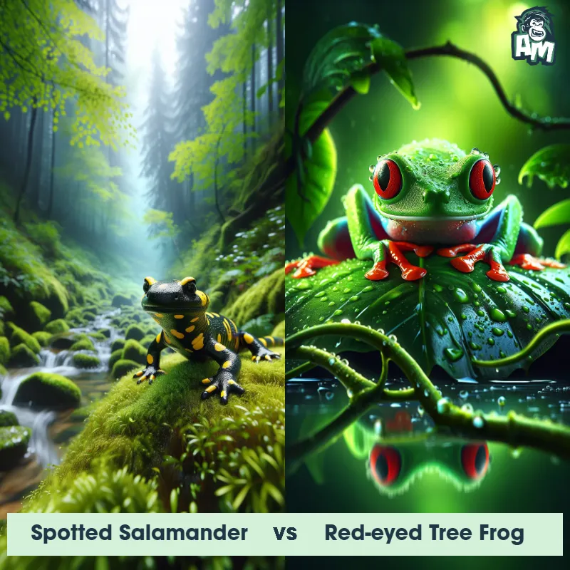 Spotted Salamander vs Red-eyed Tree Frog - Animal Matchup