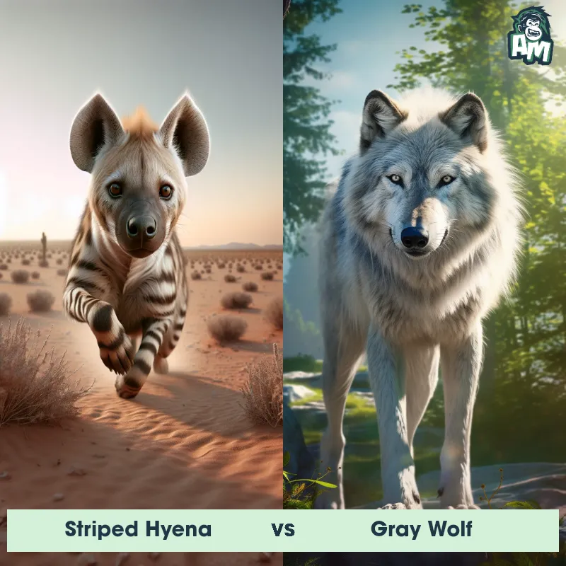 Striped Hyena vs Gray Wolf - Animal Matchup