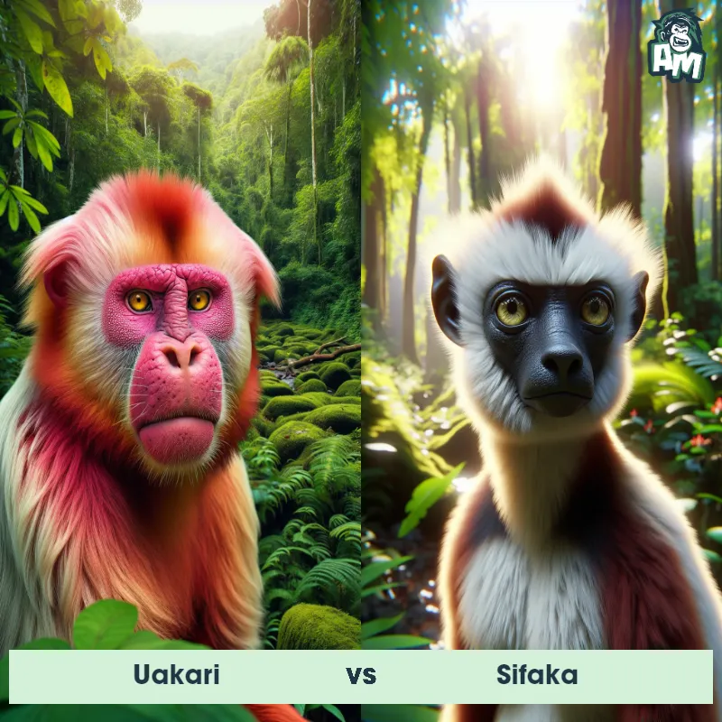 Uakari vs Sifaka - Animal Matchup
