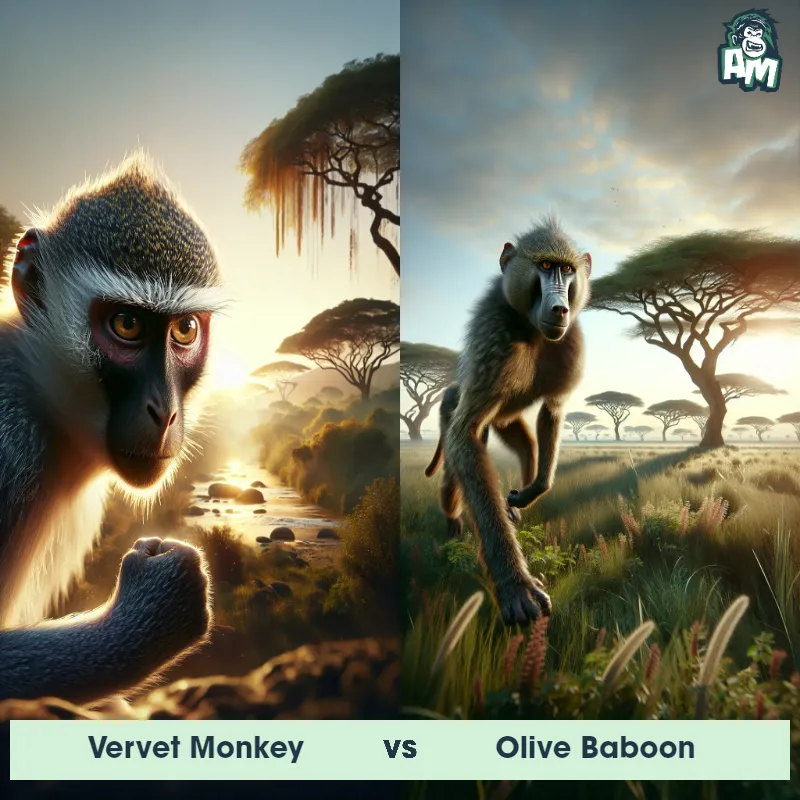 Vervet Monkey vs Olive Baboon - Animal Matchup