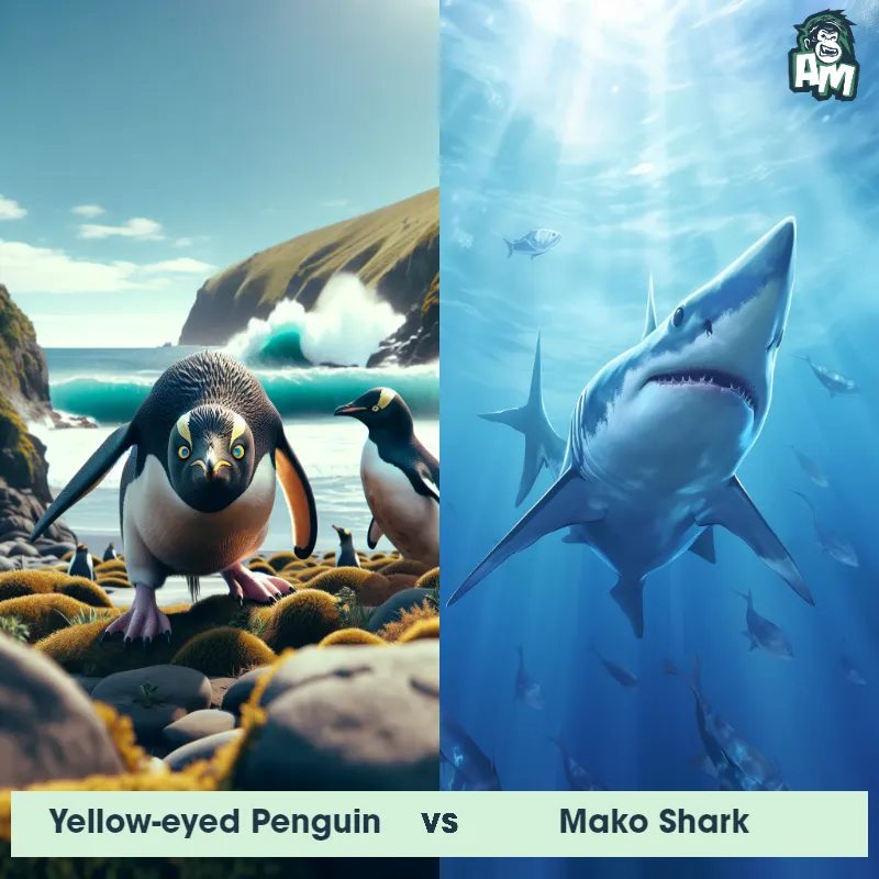 Yellow-eyed Penguin vs Mako Shark - Animal Matchup