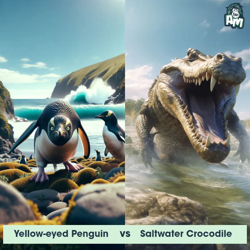 Yellow-eyed Penguin vs Saltwater Crocodile - Animal Matchup
